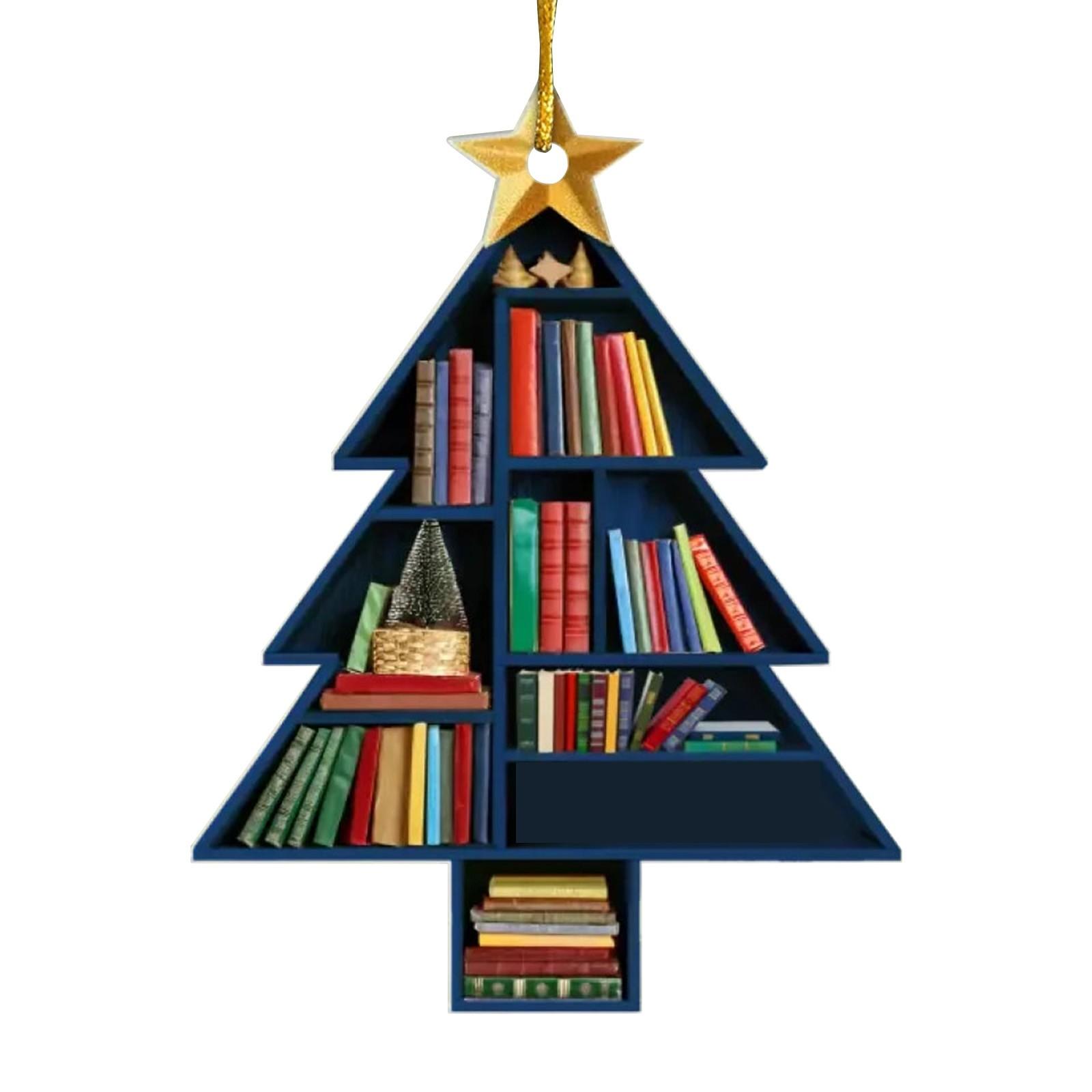 

Interesting Character Pendants,Gifts For Family And Friends,Christmas Bookshelf Acrylic Flat Pendant One Size