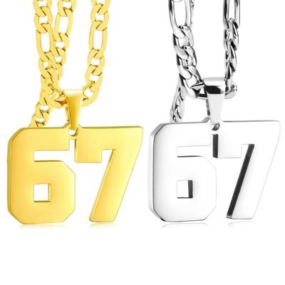 67 Number Necklace Neckchain For Women Stainless Steel Unisex Funny Home Decor 67 Holiday Ornament For Fall Garden Daily Indoor