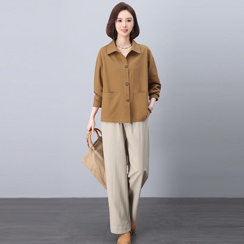 Women's Casual Spring 2025 Fashionable Two-Piece Set - Age-Reducing Outfit for Moms