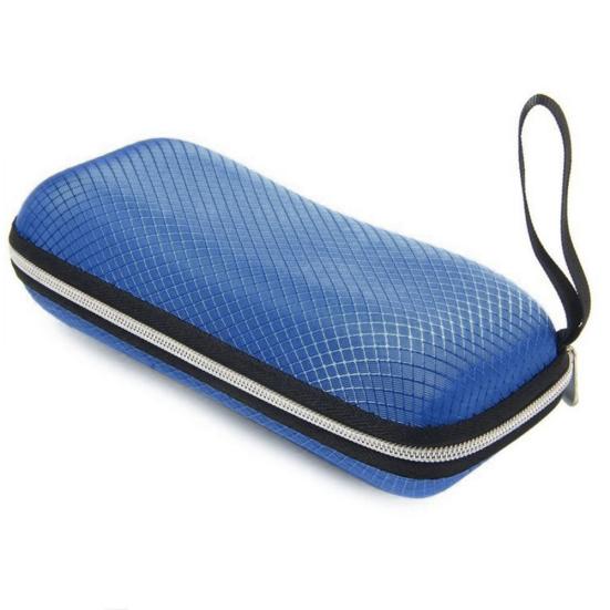 Portable Zipper Rectangle Grid Sunglasses Case Hard Eyewear Glasses Storage Box 1 Pc