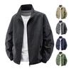 Herren Jacke Stehkragen Langarm Reißverschlussleiste Frühling Herbst Mantel mit Taschen Einfarbig Lockere Passform Vielseitige Oberbekleidung