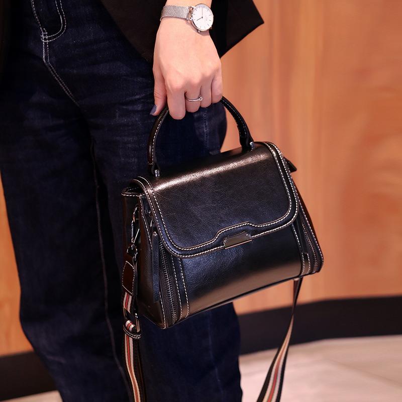 Genuine Leather Crossbody Bag Women's Premium Touch with Vintage Style Small Square Bag Cowhide Shoulder Bag