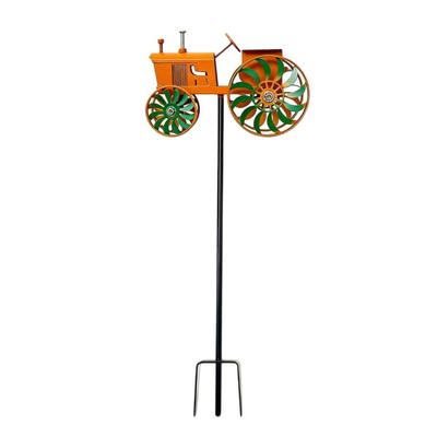 Garten-Windrad Kinetischer Traktor Windskulptur mit drehenden Rädern Metall-Windmühle für Außenbereich mit Erdspieß für Blumenbeet Rasen Terrasse Hof