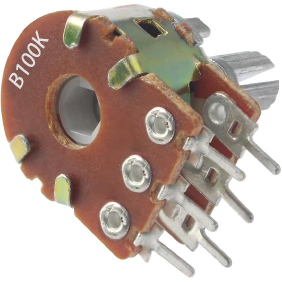 5Pcs WH148 Potentiometer 100K Ohm Variable Resistors 6-Pin 15mm Shaft Dual Linear Potentiometers for Audio Volume Control, Light Dimming, Motor Speed