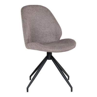 Swivel Dining Chair - HOUSE NORDIC - Monte Carlo - Set of 2 - Grey Fabric - Black Metal Legs