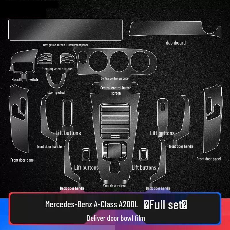TPU Interior Protective Film for 2019-2025 Mercedes-Benz A-Class A200L/180L - Console & Instrument Panel
