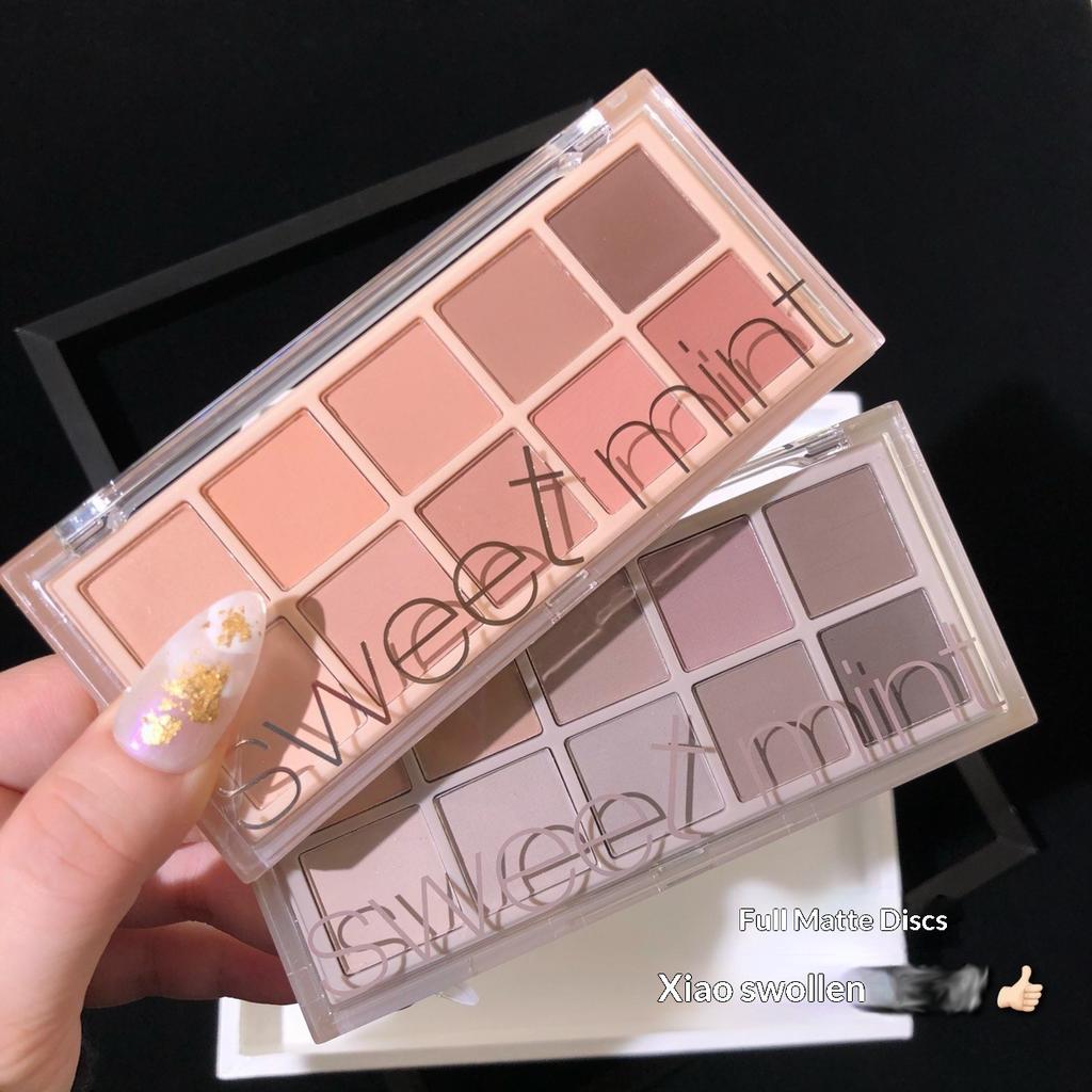 Makeup Sweet Mint Ten-color Eyeshadow Disc Pearlescent Matte Fine Flash Female Student Daily Nude Makeup Earth Color Eyeshadow
