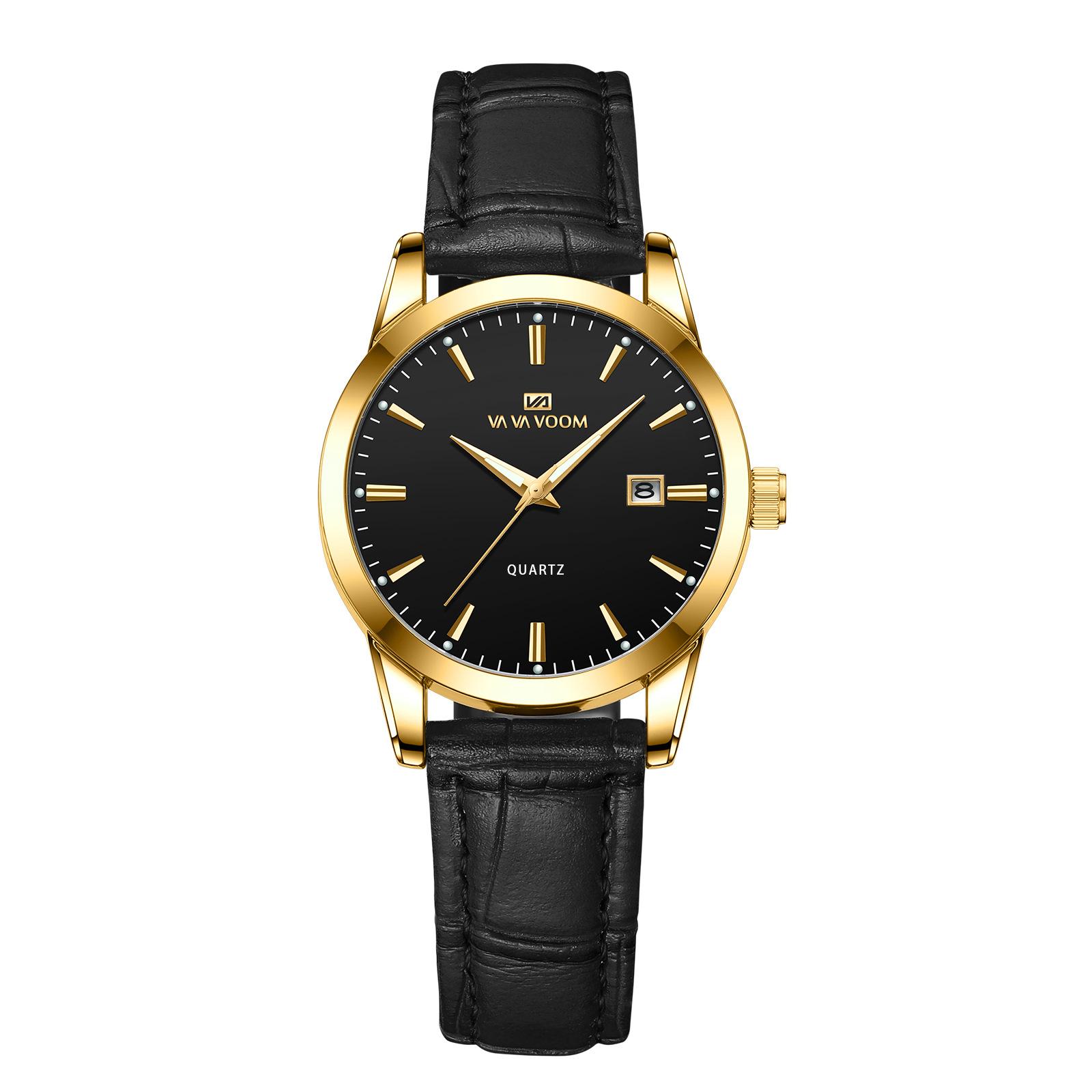 

VA VA VOOM Унисекс кварцевые часы Лучшие мужские кварцевые часы Женские кварцевые часы Бизнес кожаный ремешок Модный стиль Классические часы с двойным календарем Women’s Quartz Watches