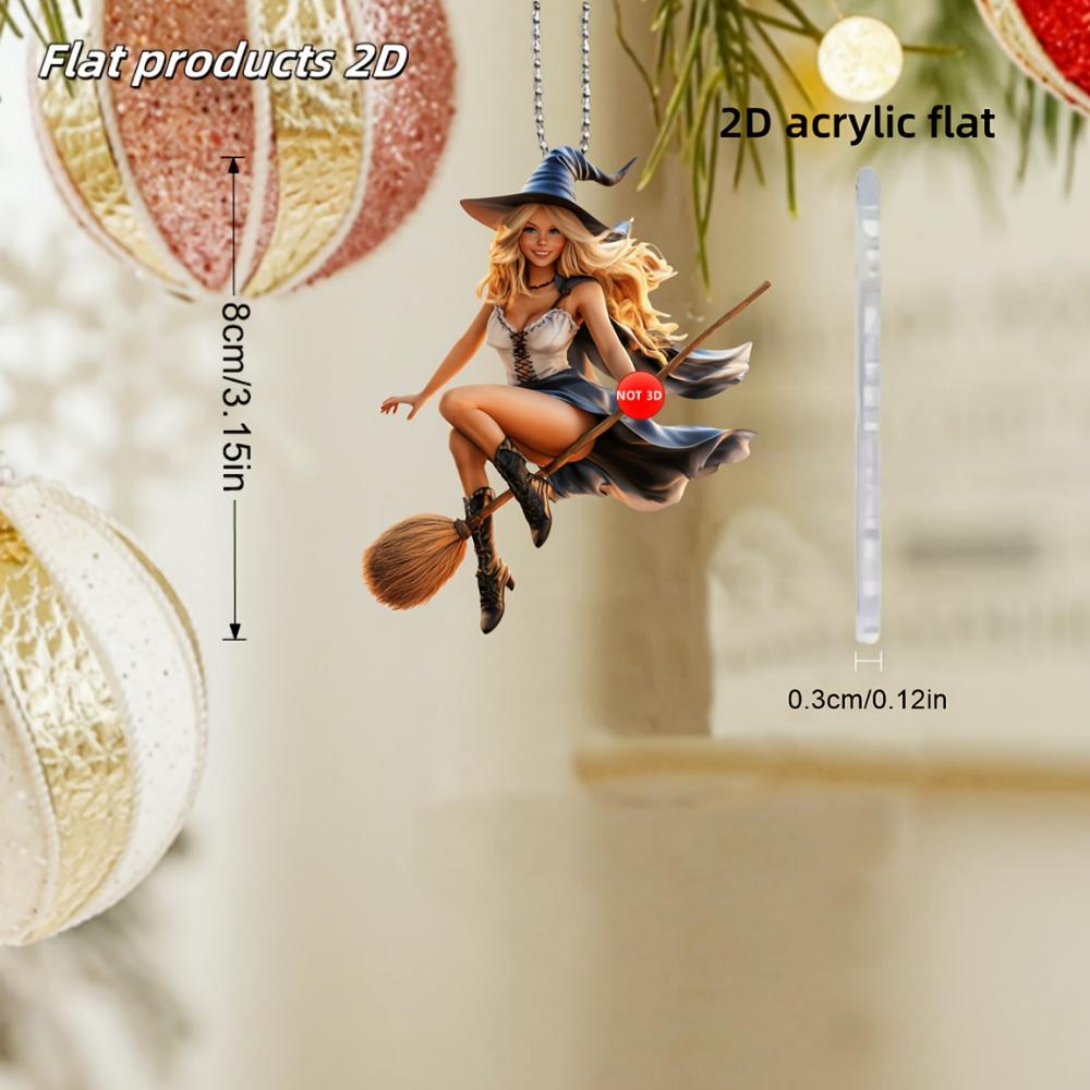 2D Flat Blonde Princess Pendant Wearing Witch Hat, Car Pendant, Backpack Pendant, Keychain, Christmas Pendant, Home Decoration