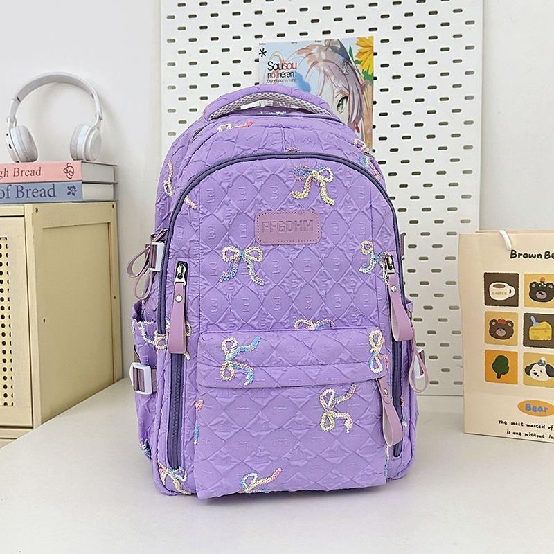 

Junior High School Student Minimalist Easiest for Match Preppy Style Ins Style High School Student Grade 3-6 Primary School Student Cute Backpack Purple Backpack