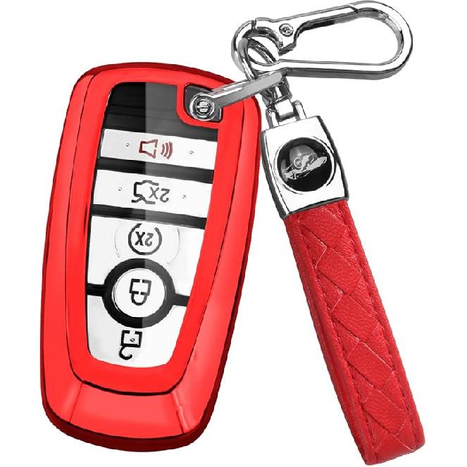 QBUC for Ford Key Fob Cover,Key Cover with Keychain for ford,Key Case Full Protection Key Case Shell Shell for Mustang Raptor Remote car Key Fusion