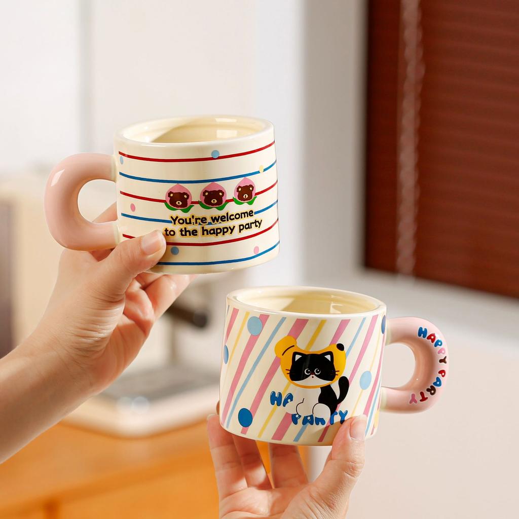 Fruit Cartoon Animal with Lid Girl Heart Girl Gift Ceramic Cup Small Gift Box Household Set Mug Gift