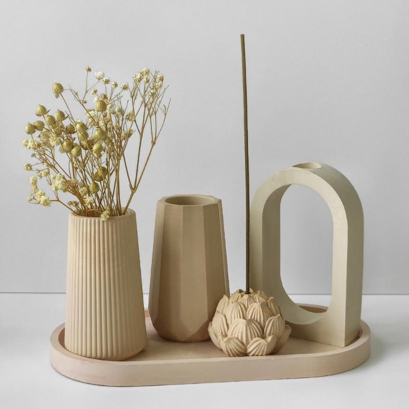 Handgefertigte Gestreifte Vase Liebhaber 3 Stück Robustes Silikonform Set Heimdekoration für Elegante Blumendisplays