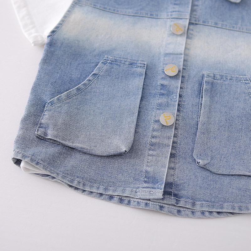 Boys' Korean Style Three-Piece Summer Set: Denim Vest, Stylish Double Pocket, Cool Street Fashion Short Sleeve.