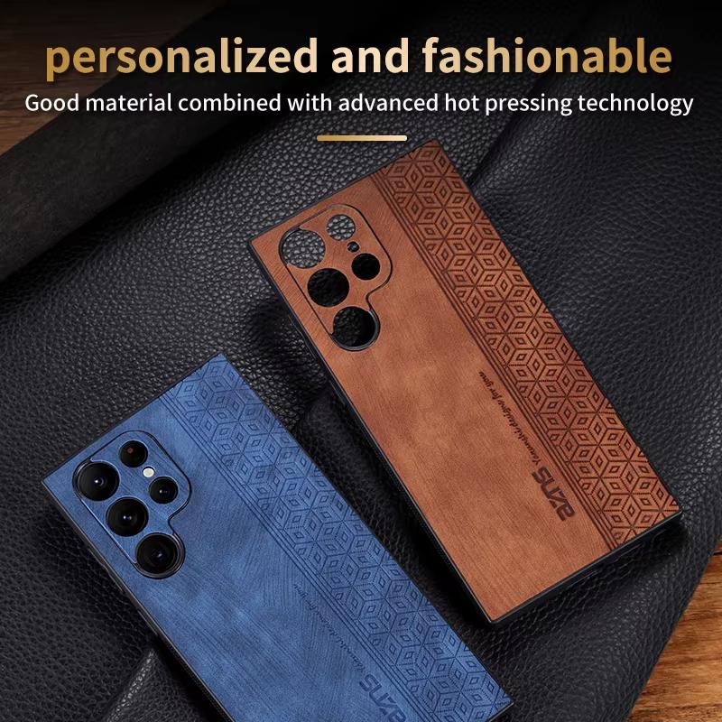 Luxurious Business Style Leather Phone Case for Samsung Galaxy S25 S24 S23 S22 S21 S20 Ultra Plus FE Shockproof Soft Matte protect Cover