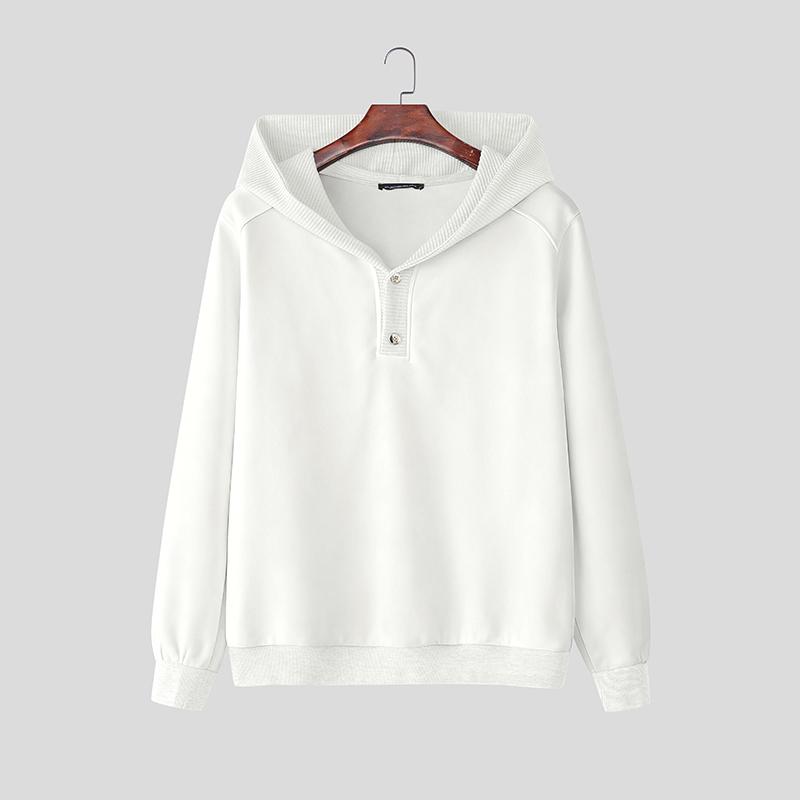 INCERUN Autumn Men Casual Long Sleeve Patchwork Hooded Pullovers Sweatshirts