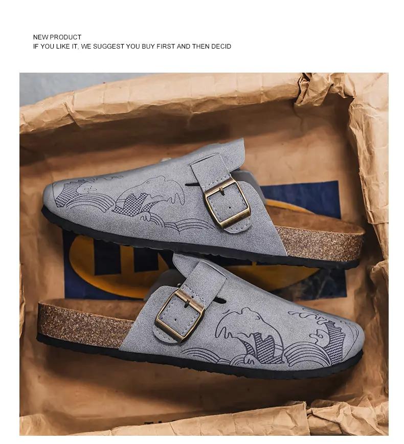 

Мода Мода Мужские замшевые мюли тапочки Мужские клоги Стелька Сандалии с поддержкой свода стопы Уличные Пляжные шлепанцы Домашние полутапочки 39 серый