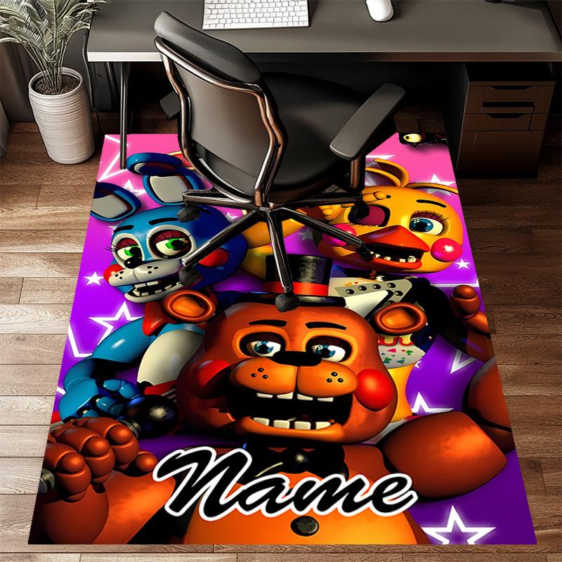 Custom Freddy bear Mat Personalized Name, Polyester Washable Indoor Entryway Rug, Gift for Christmas, Easter, Thanksgiving Day