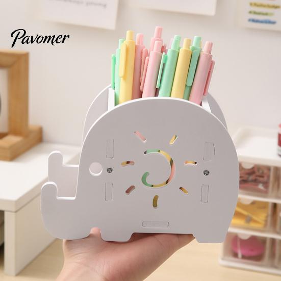 Wood-plastic Composite Organizer Elephant Pencil Holder, Creative Phone Stand, Practical Storage Box, Non-yellowing Pen Holder Desktop for Pens Makeup