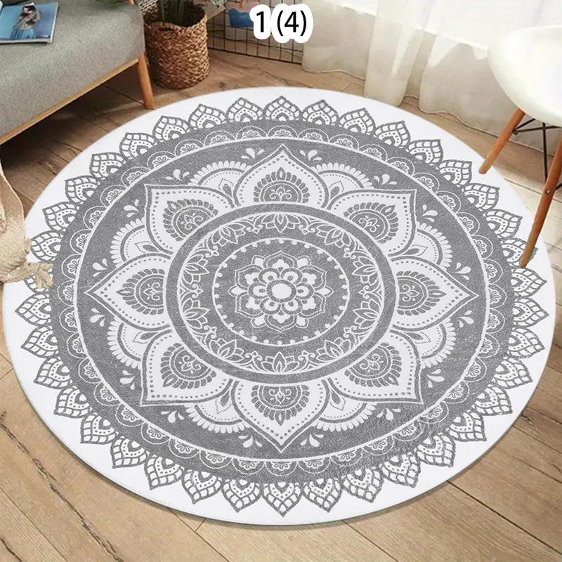 

Vintage Flowers Pattern Round Rug Intricate Floral Pattern Traditional Oriental Design Home Decor Carpet Soft Non-slip Floor Mat 80cm x 80cm