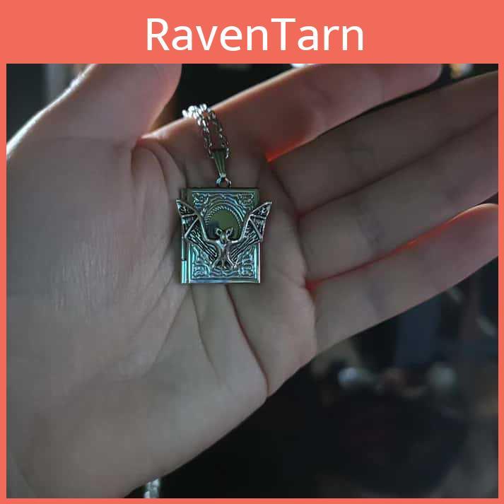 Gothic Punk Bat Book Chain Necklace For Women And Men With Alloy Material