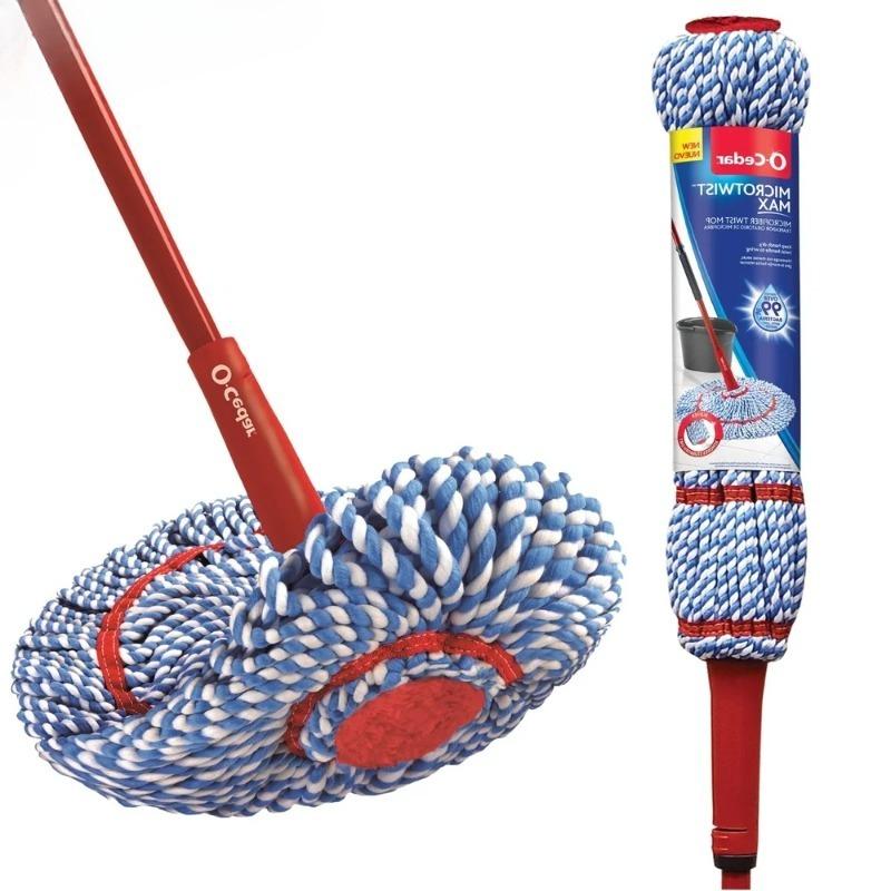 Mop Microfiber 99 Percent Bacteria Removal Washable Reusable Twist Handle 18 Inch Head Fast Floor Cleaning
