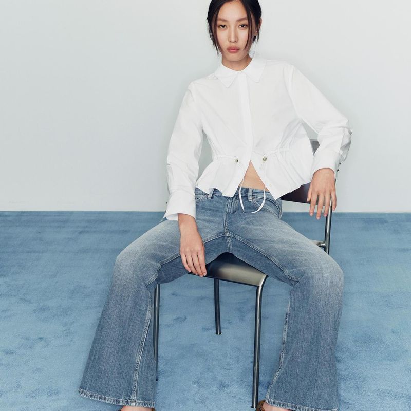 Zbzr Spring New Women clothes Western Style Fashion V-neck Lace-up String Decoration Poplin Long sleeve Shirts 3666164