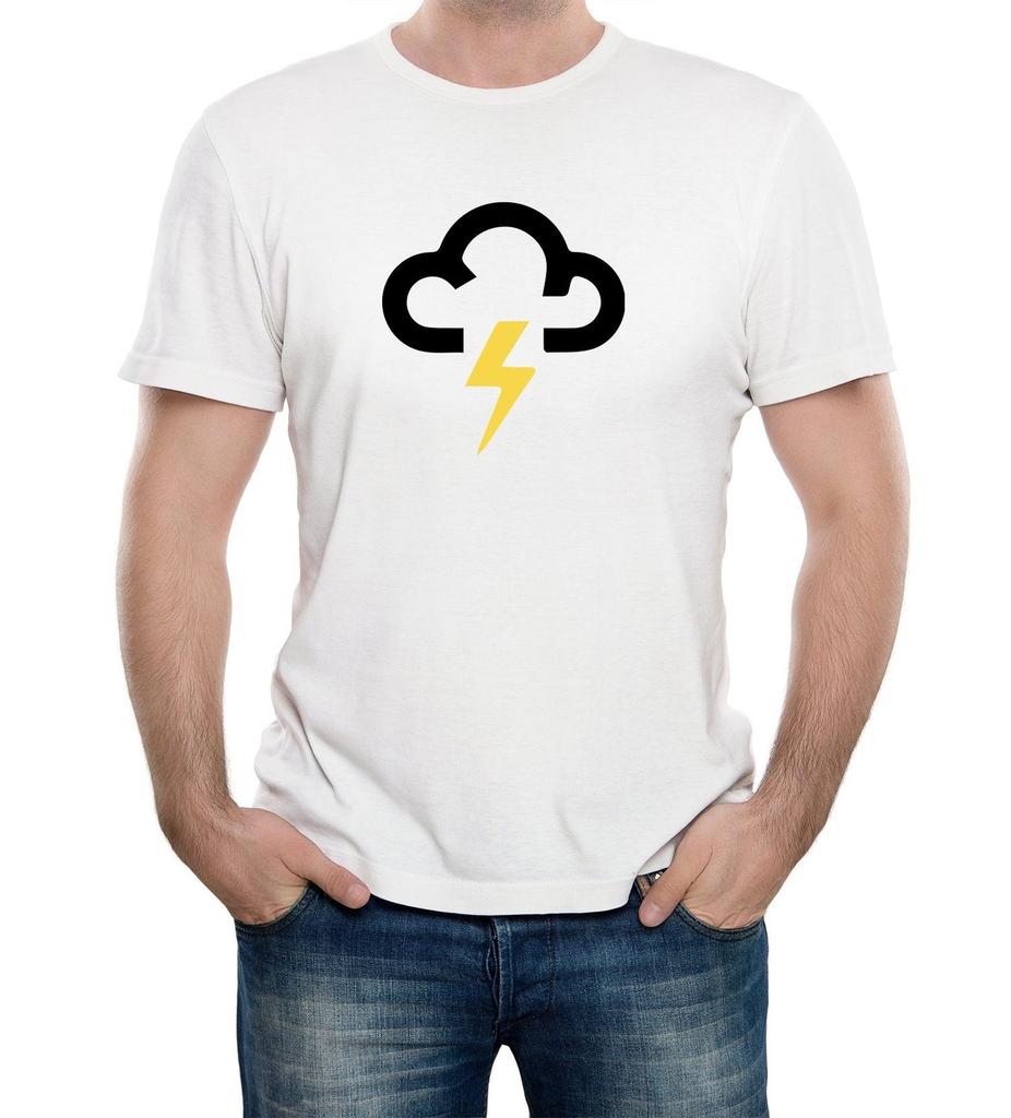 Lightning Strike Weather Symbol Mens T-Shirt Mens Womens Tees Top Storm Cool Classic TV Cloud