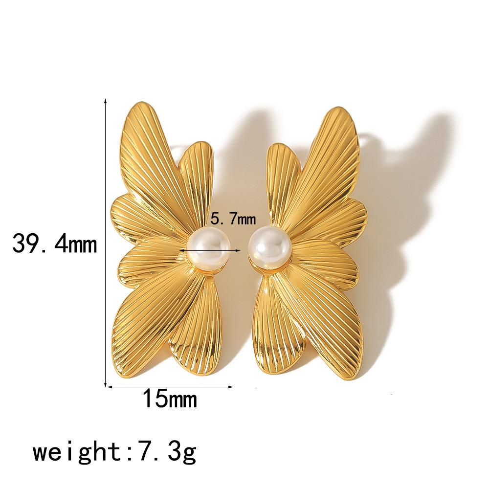 

Аксессуары Премиум Ниш Преувеличенные Серьги Бабочки Из Нержавеющей Стали Женские Серьги-гвоздики из Титановой Стали с Позолотой 18 К и Крыльями