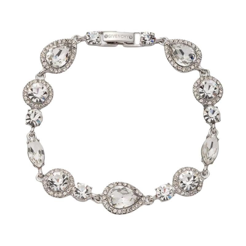 Givenchy Round and Pear Shape Halo Design Glass Crystal Bracelet Women s Silver 57089885 07B00378-Silver серебряный