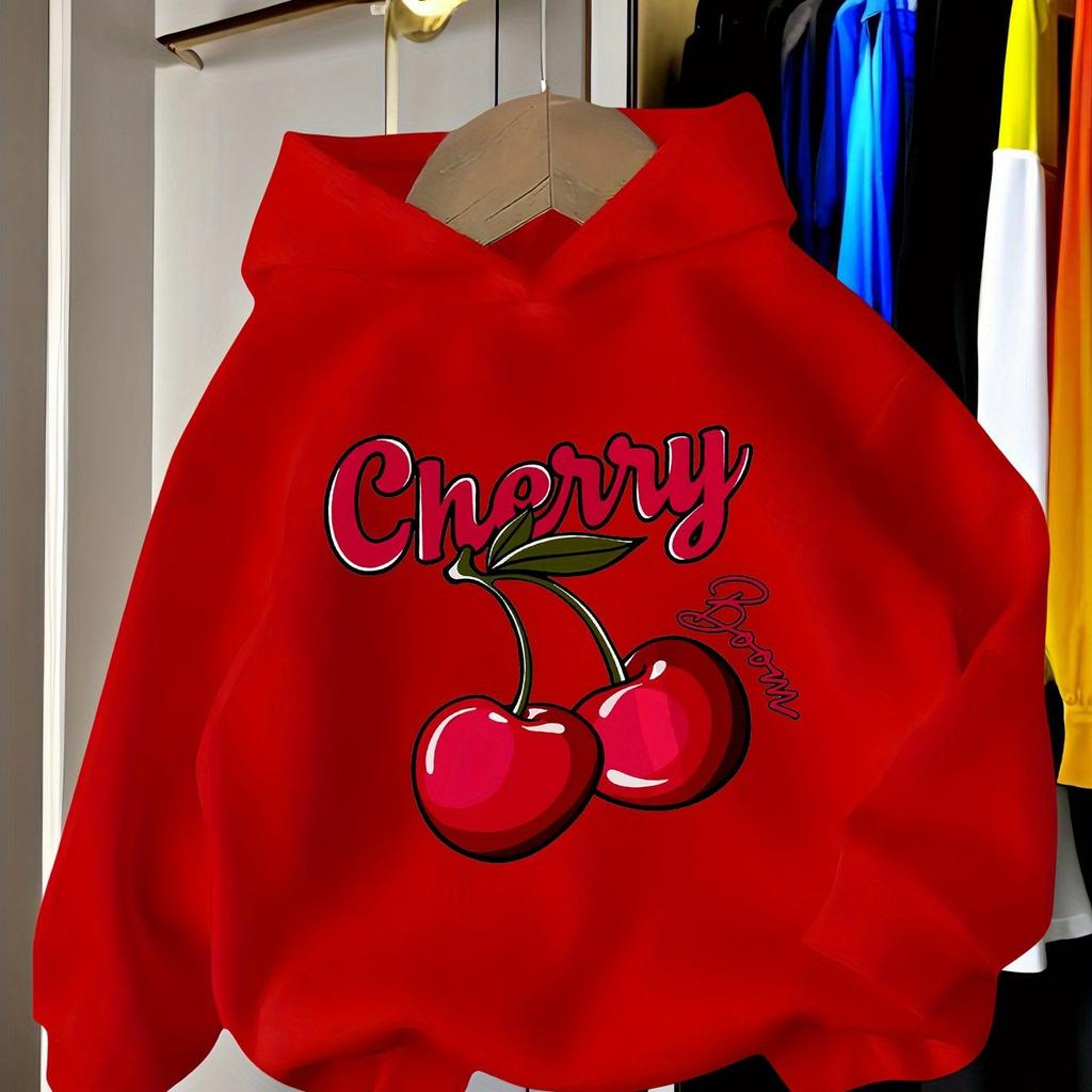 Girls' Casual Fashion Hooded Sweatshirt, Sports Sweatshirt with Print
