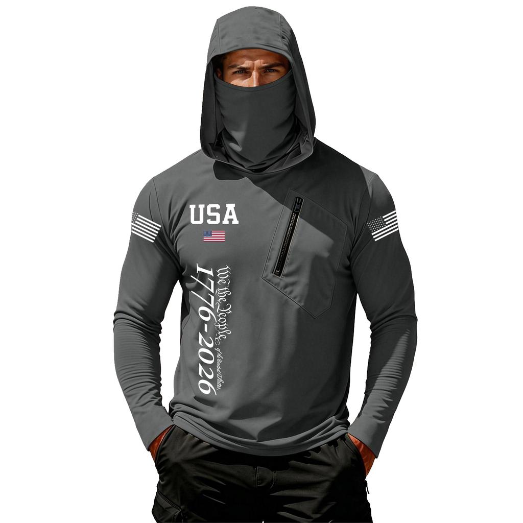 Camiseta Casual con Capucha de Manga Larga para Hombre con Protección Solar