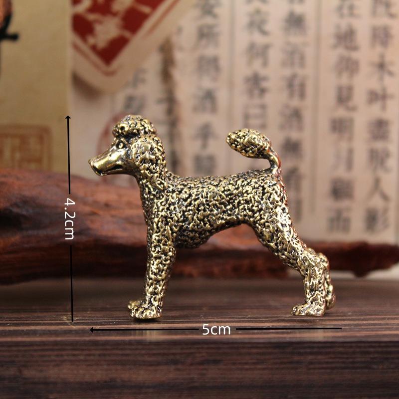 Mini Brass Puppy Statue Cute Dog Metal Sculpture Wolfdog Poodle Hound Pet Figurine Home Decoration Desktop Cabinet Ornaments