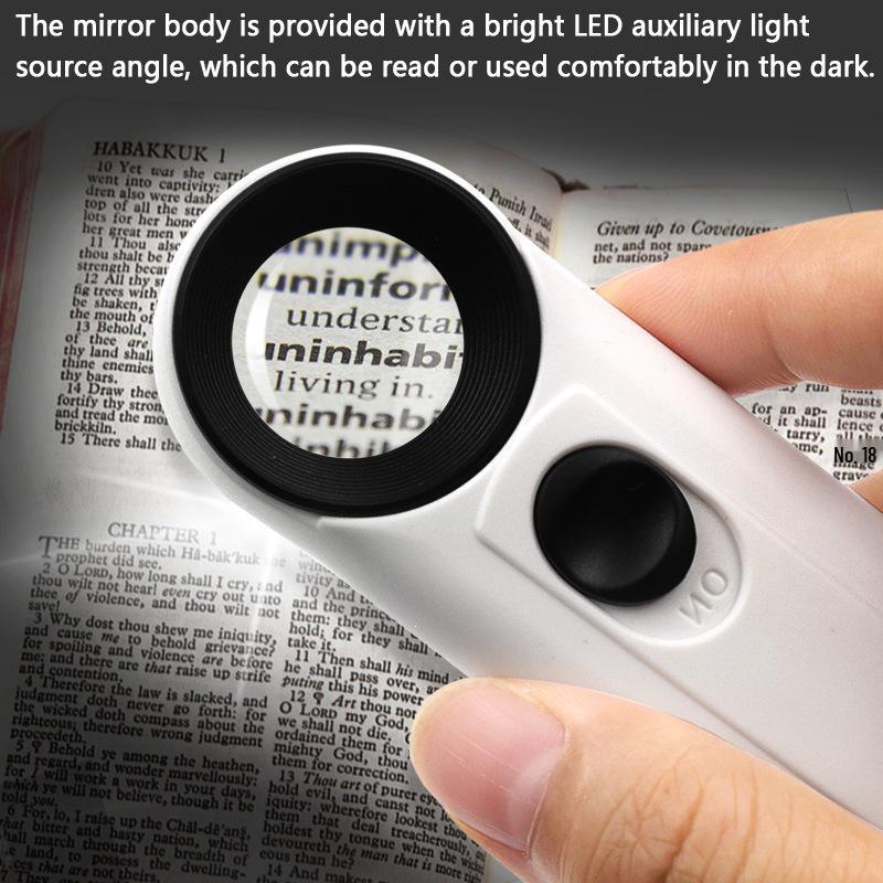 New Handheld 40X21mm Jewelry Magnifier with Dual LED Lights