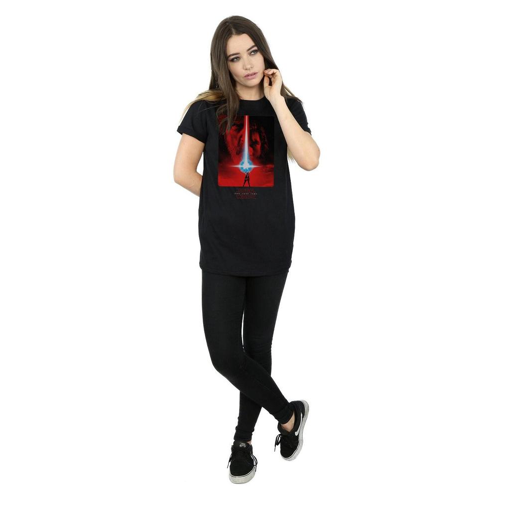 Star Wars Womens/Ladies The Last Jedi Red Poster Cotton Boyfriend T-Shirt