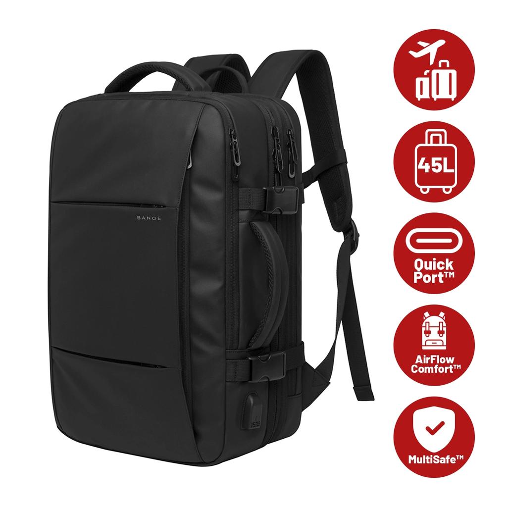 Plecak Podróżny Bange Backpack Biznesowy Plecak Rozszerzalny Torba Pojemna Do Laptopa 17.3" Z Portem Usb Czarny