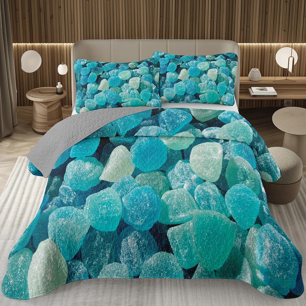 Colorful Lollipop Coverlet Set Queen TwinCartoon Candy Quilt Set Dreamy And Sweet Theme Bedspread Set For Boys Girl Kawaii Room