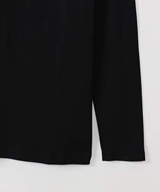 Hanes Warm Thick Size L to Japanese size HM4-Q507A Men's Innerwear, High-Neck Long-Sleeve Shirt, 100% Cotton, Black, (equivalent L)