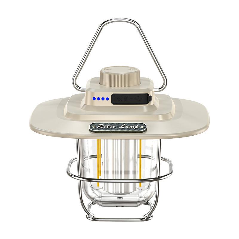 LED Decorative Hanging Lights Waterproof Retro Camping Tent Light Battery Indicator with Hook Dimmable for Outdoor Equipment