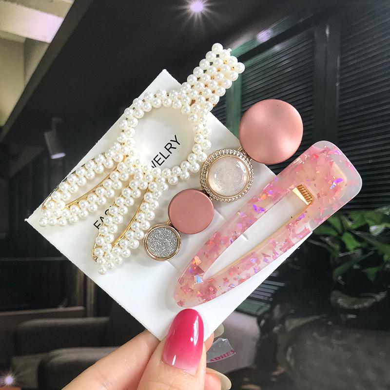 Fashion Hair Pins Side Clip Set Sweet Acrylic Waterdrop Hair Barrettes For Women Girls Korean Geometric Hair Accessories Jewelry