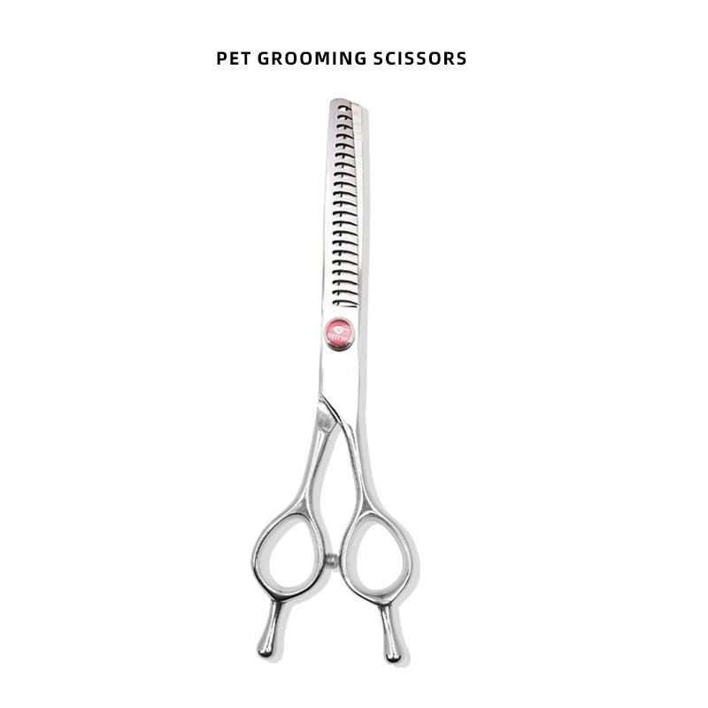 Professional Pet Grooming Scissors Set 6.5 Inch Stainless Steel Flat Curved Tooth Fishbone Fluffy Thinning Shears Dogs