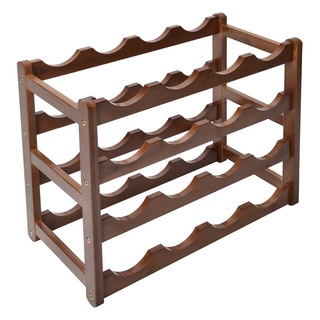 4 Tier Wine Rack Bamboo Storage Rack Wine Bottle Holder Wine Shelf for Home Kitchen