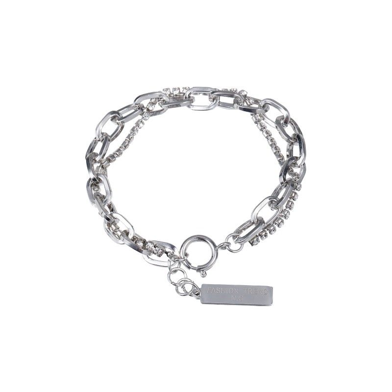 

Нишевый стиль Двухслойный Двойной Холодный ветер Мужской и женский Хип-хоп Стразы Chain length 17.5cm + extended chain 2.5cm