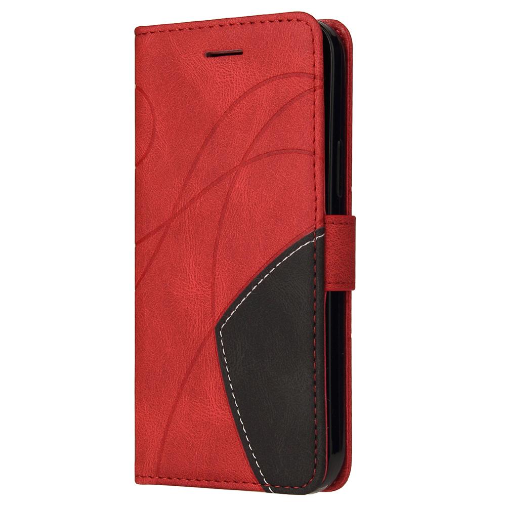 

For OnePlus 10 Pro 5G,Leather Case Wallet Stand Color Splicing Phone Cover Red