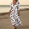 Dresses For Womens Vintage Print Tunic Waisted Midi Dress Summer Casual  3/4 Sleeve Dress