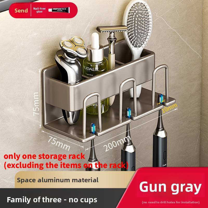 Modern Minimalist Wall Mount Hair Dryer Holder With Antislip Surface For Bathroom Storage