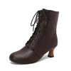 Fashion Autumn New Lace Up Ladies High Heel Shoes Strange Steampunk Boot Victorian Ankle Boots Women Pointed Toe Thick Soled Short Boots