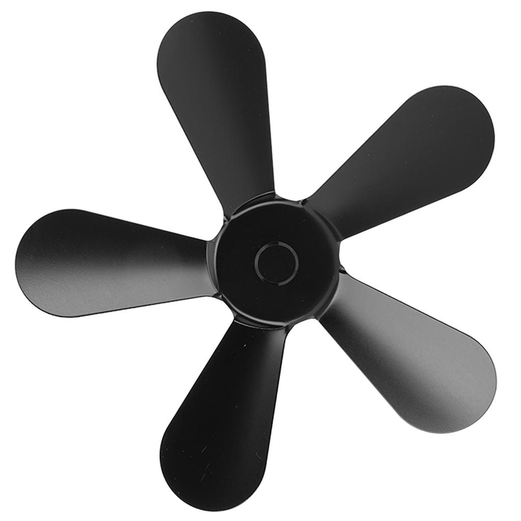 5 Blätter Ofenventilatorblatt Aluminiumlegierung Wärmegetriebene Ofenventilatorblätter Ersatz für Kaminventilator Schwarz