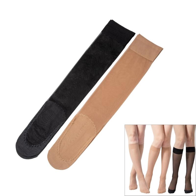 Women Knee Highs Stockings,Reinforced Toe,Sheer Nylon Socks Calf Stockings Antis Slip Cotton Soles Sheer Pantyhose