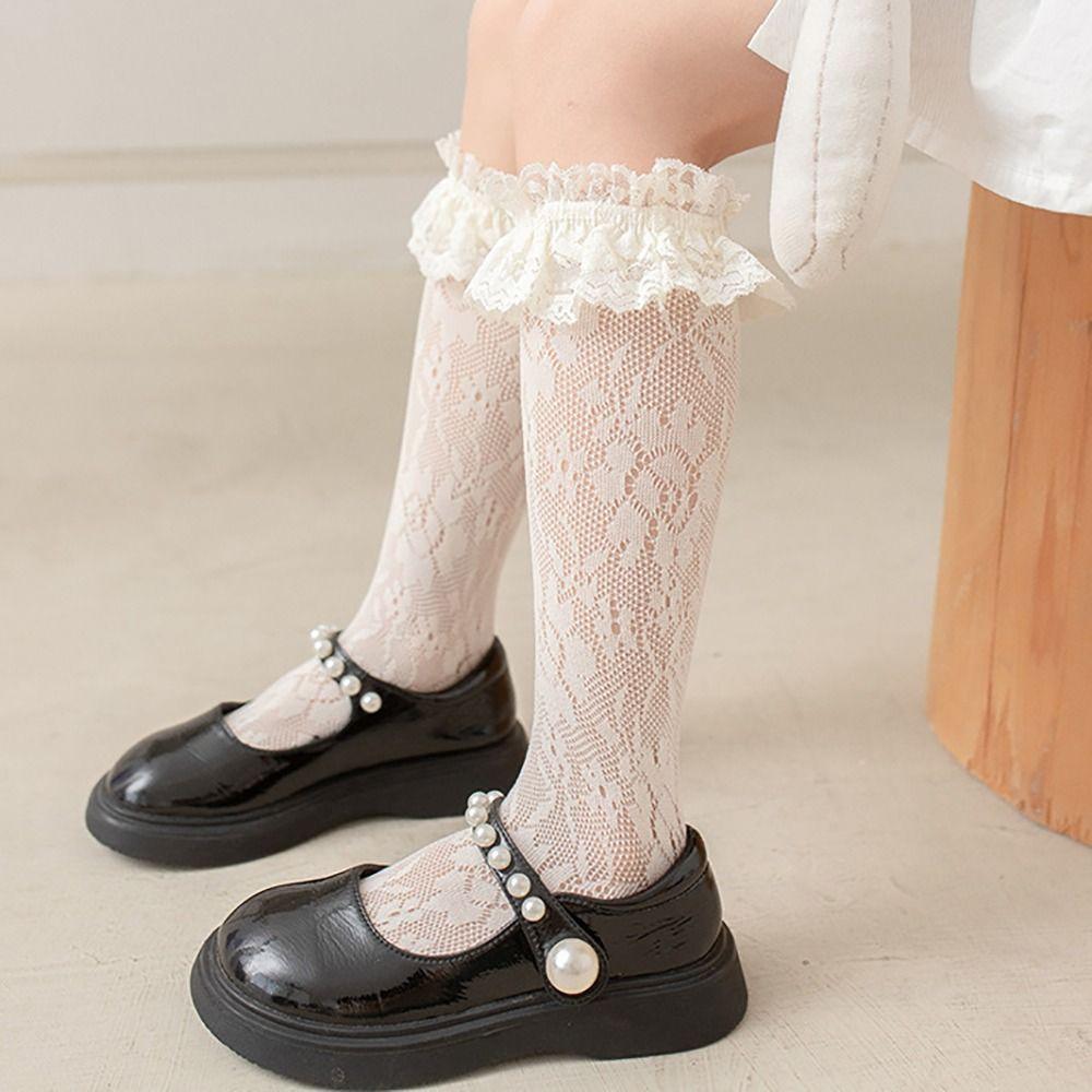 Cotton Spandex Lace Stockings Mesh Girl Long Socks Calf Socks Lolita Sock